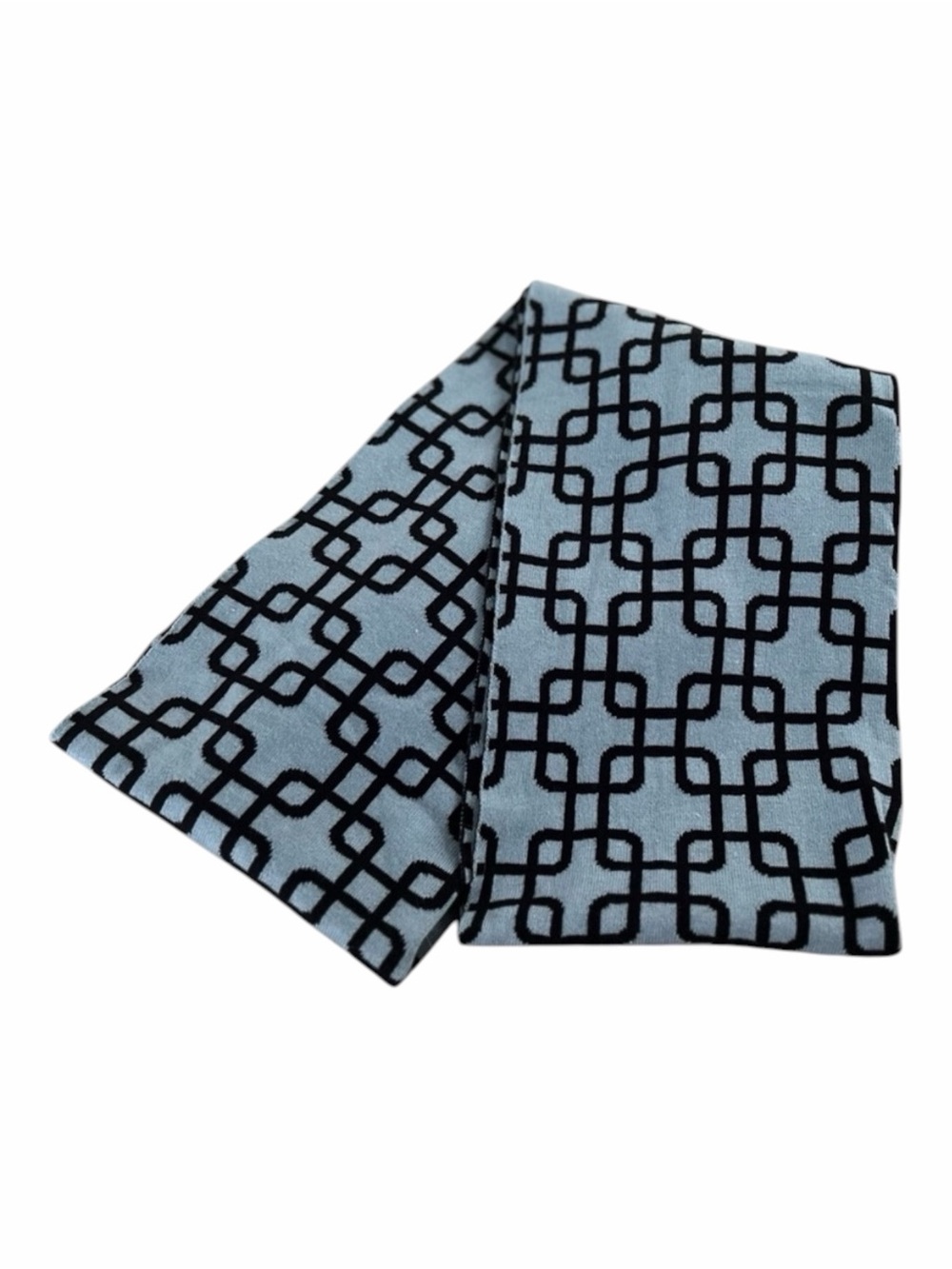 Top It Off Black Blue Patterned Cotton-Acrylic Scarf